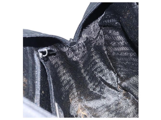 PRADA Bolso de mano de nailon negro plateado Auth 146965 Plata - vista 18