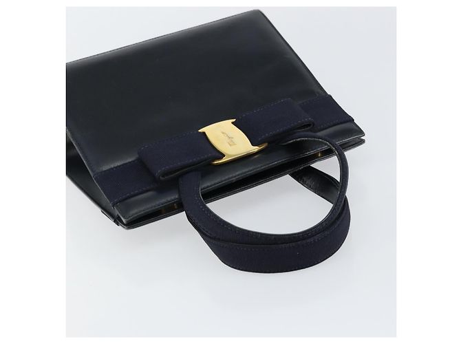 Borsa a mano Vala in pelle blu navy e oro di Salvatore Ferragamo Auth gh1106 D'oro - vista 6