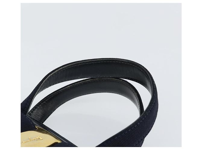 Borsa a mano Vala in pelle blu navy e oro di Salvatore Ferragamo Auth gh1106 D'oro - vista 8