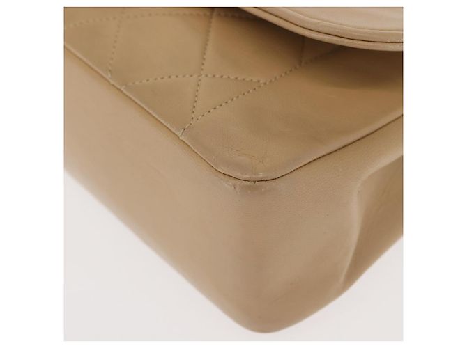 CHANEL Borsa a Spalla Matelassé con Catena in Pelle di Agnello Beige Oro CC Auth BA7295 D'oro - vue 11