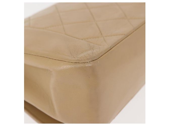 CHANEL Borsa a Spalla Matelassé con Catena in Pelle di Agnello Beige Oro CC Auth BA7295 D'oro - vue 12