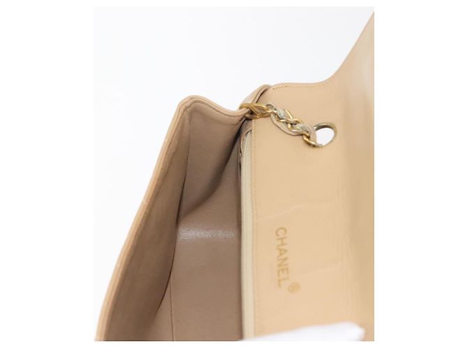 CHANEL Borsa a Spalla Matelassé con Catena in Pelle di Agnello Beige Oro CC Auth BA7295 D'oro - vue 22