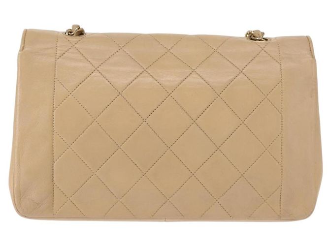 CHANEL Borsa a Spalla Matelassé con Catena in Pelle di Agnello Beige Oro CC Auth BA7295 D'oro - vue 3