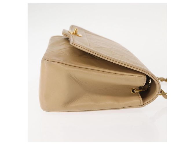 CHANEL Borsa a Spalla Matelassé con Catena in Pelle di Agnello Beige Oro CC Auth BA7295 D'oro - vue 4