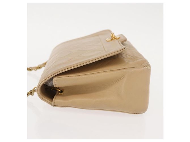 CHANEL Borsa a Spalla Matelassé con Catena in Pelle di Agnello Beige Oro CC Auth BA7295 D'oro - vue 5