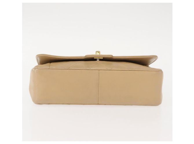 CHANEL Borsa a Spalla Matelassé con Catena in Pelle di Agnello Beige Oro CC Auth BA7295 D'oro - vue 9
