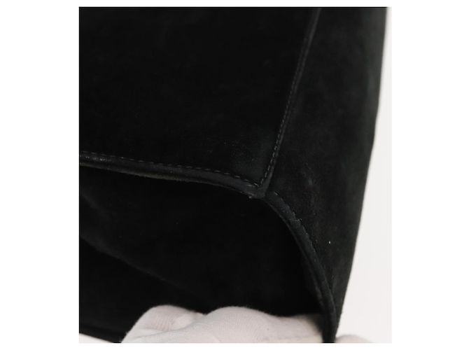 Borsa a spalla Gancini in suede nero e oro Salvatore Ferragamo Auth fm4930 D'oro - vista 10