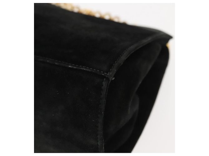 Borsa a spalla Gancini in suede nero e oro Salvatore Ferragamo Auth fm4930 D'oro - vista 13
