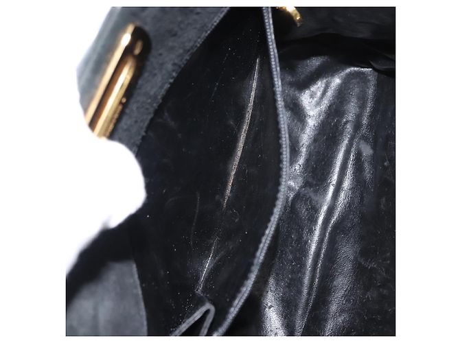 Borsa a spalla Gancini in suede nero e oro Salvatore Ferragamo Auth fm4930 D'oro - vista 19