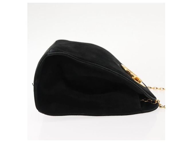 Borsa a spalla Gancini in suede nero e oro Salvatore Ferragamo Auth fm4930 D'oro - vista 4