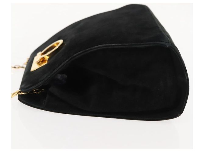 Borsa a spalla Gancini in suede nero e oro Salvatore Ferragamo Auth fm4930 D'oro - vista 5