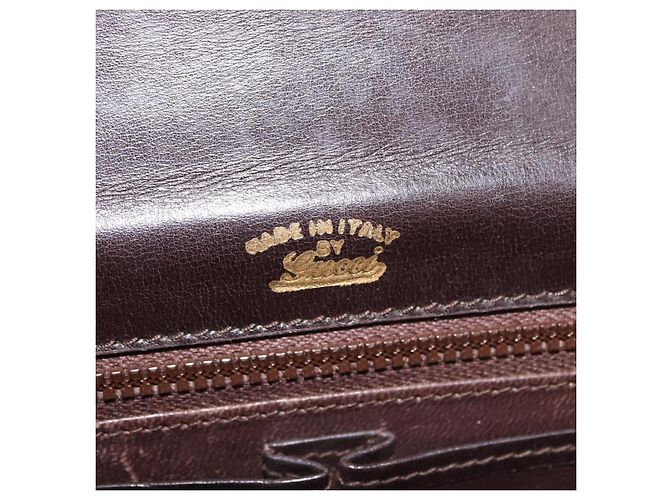 Borsa a Spalla in Pelle Marrone Gucci Oro Auth fm4925 D'oro - vista 18