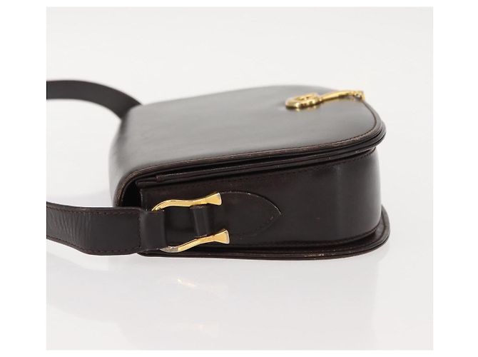 Borsa a Spalla in Pelle Marrone Gucci Oro Auth fm4925 D'oro - vista 7
