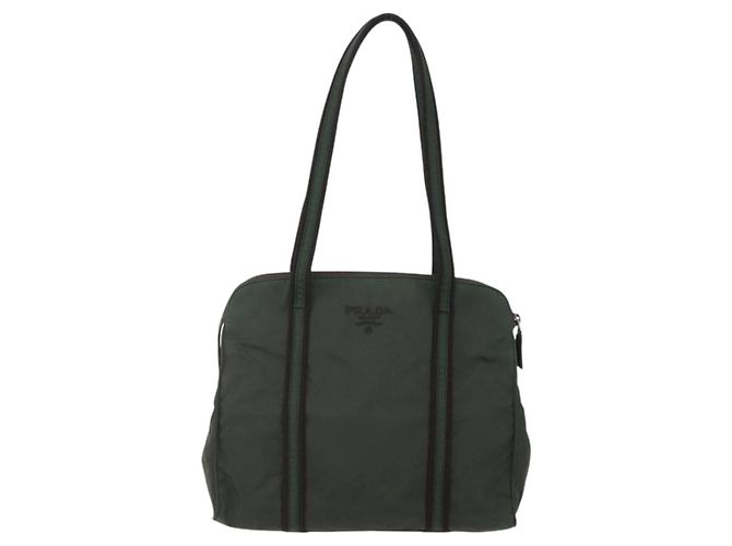 PRADA Tote Bag aus Nylon Khaki Silber authentisch bs30429 - Ansicht 13