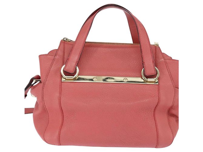 Chloé Borsa a Mano in Pelle Chloe Bridget 2 in 1 Rosa Oro Auth BA7368 D'oro - vista 2
