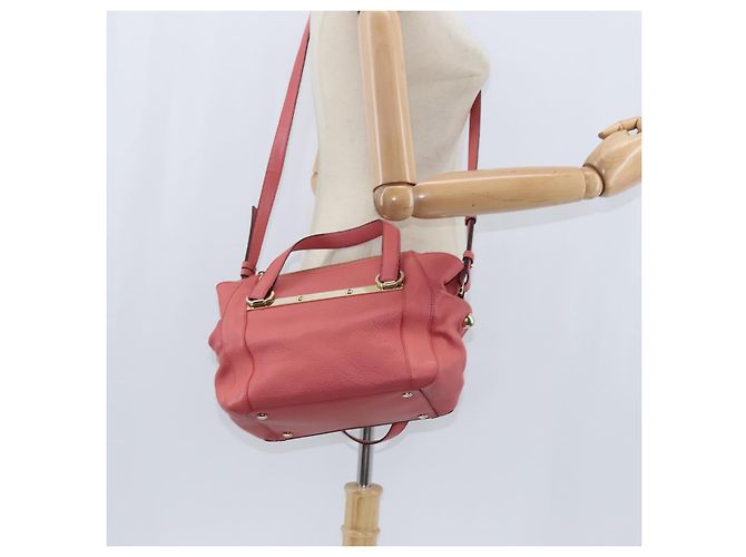 Chloé Borsa a Mano in Pelle Chloe Bridget 2 in 1 Rosa Oro Auth BA7368 D'oro - vista 24
