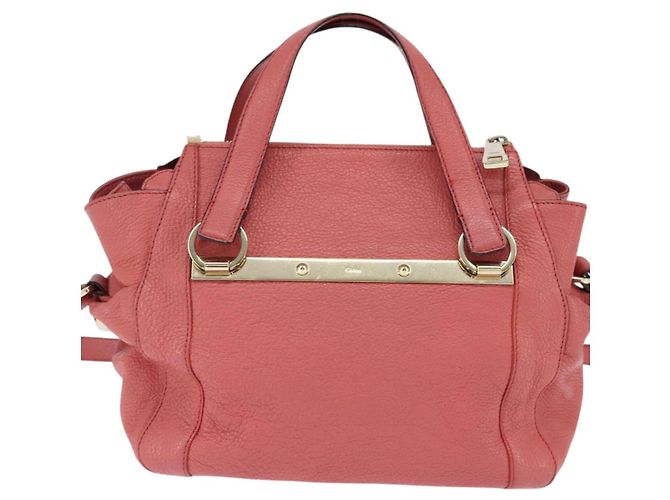 Chloé Borsa a Mano in Pelle Chloe Bridget 2 in 1 Rosa Oro Auth BA7368 D'oro - vista 3