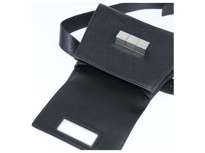 Autre Marque Marsupio in Pelle Intrecciato Nero Argento Auth bs30383 - vista 10
