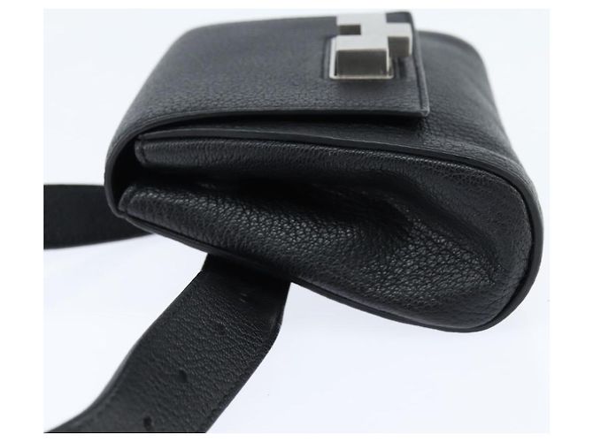 Autre Marque Marsupio in Pelle Intrecciato Nero Argento Auth bs30383 - vista 3