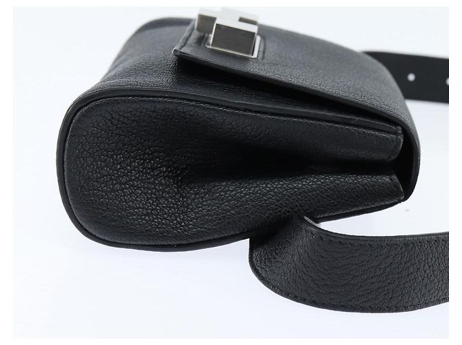 Autre Marque Marsupio in Pelle Intrecciato Nero Argento Auth bs30383 - vista 4