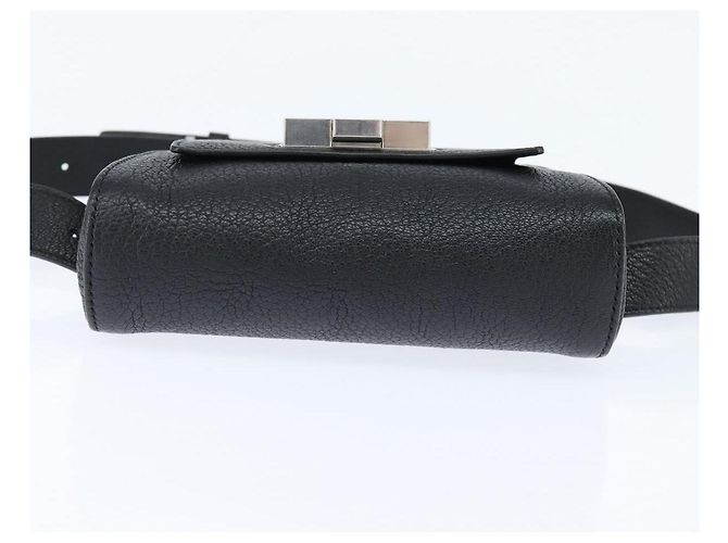 Autre Marque Marsupio in Pelle Intrecciato Nero Argento Auth bs30383 - vista 5