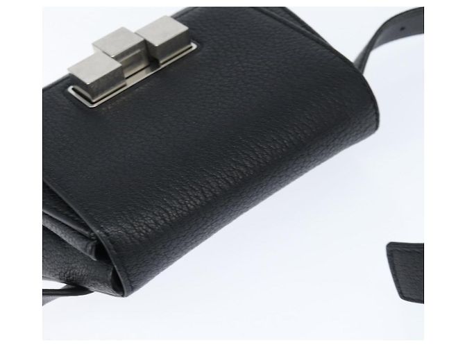Autre Marque Marsupio in Pelle Intrecciato Nero Argento Auth bs30383 - vista 6