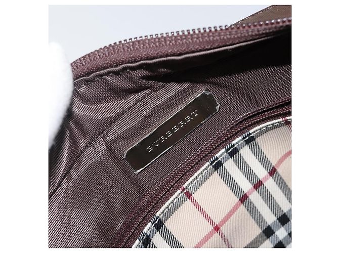 Burberry Bolsa de mão de couro marrom com detalhes em prata Auth am9046 - vista 11