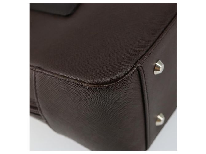 Burberry Bolsa de mão de couro marrom com detalhes em prata Auth am9046 - vista 14