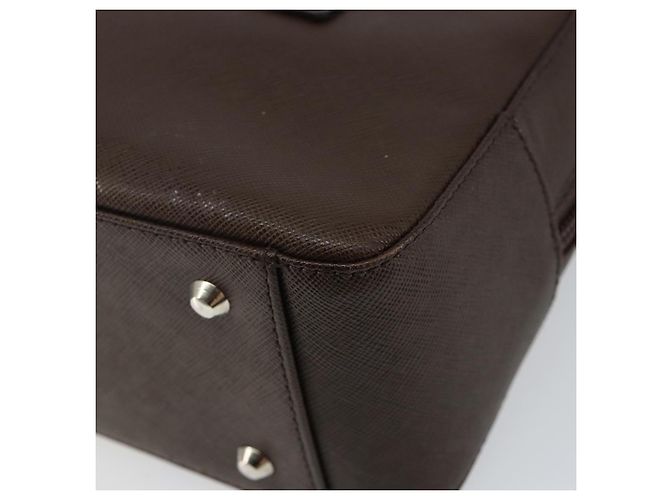 Burberry Bolsa de mão de couro marrom com detalhes em prata Auth am9046 - vista 15