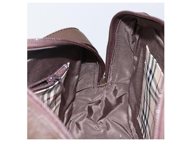 Burberry Bolsa de mão de couro marrom com detalhes em prata Auth am9046 - vista 19