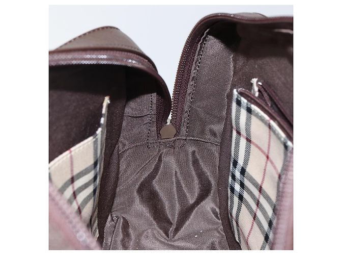 Burberry Bolsa de mão de couro marrom com detalhes em prata Auth am9046 - vista 20