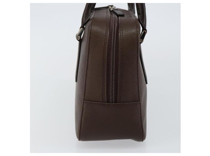 Burberry Bolsa de mão de couro marrom com detalhes em prata Auth am9046 - vista 3