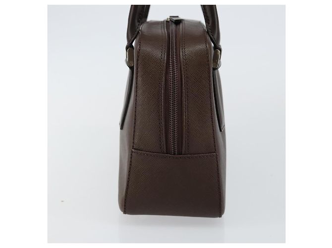 Burberry Bolsa de mão de couro marrom com detalhes em prata Auth am9046 - vista 4