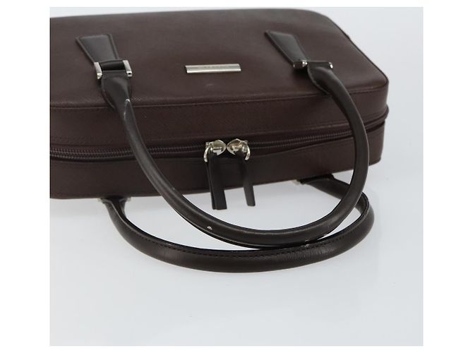 Burberry Bolsa de mão de couro marrom com detalhes em prata Auth am9046 - vista 7
