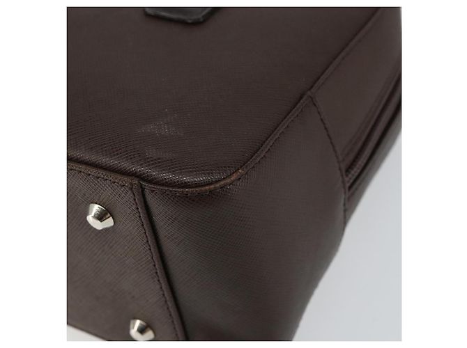 Burberry Bolsa de mão de couro marrom com detalhes em prata Auth am9046 - vista 9