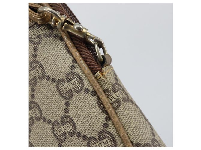 Borsa a Spalla GUCCI GG Plus Supreme in Pelle PVC Beige Oro Auth BA6237 D'oro - vista 11