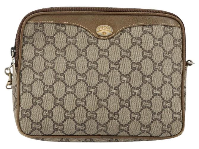 Borsa a Spalla GUCCI GG Plus Supreme in Pelle PVC Beige Oro Auth BA6237 D'oro - vista 13