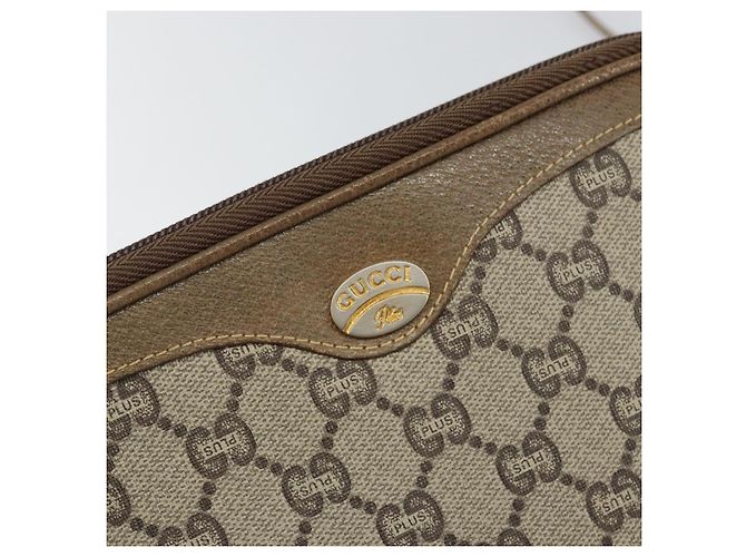 Borsa a Spalla GUCCI GG Plus Supreme in Pelle PVC Beige Oro Auth BA6237 D'oro - vista 17