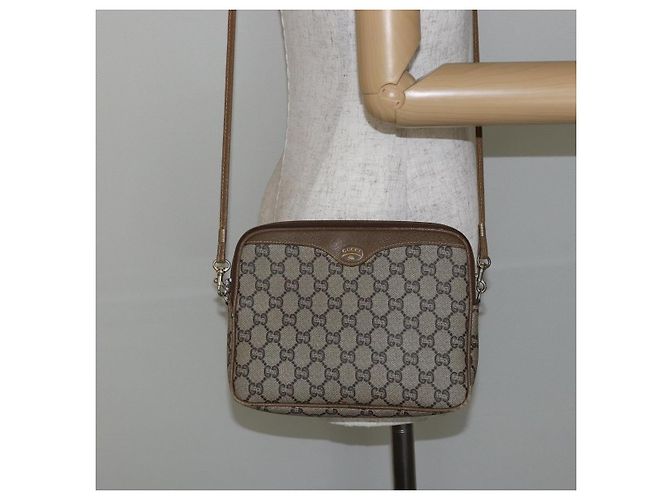 Borsa a Spalla GUCCI GG Plus Supreme in Pelle PVC Beige Oro Auth BA6237 D'oro - vista 22