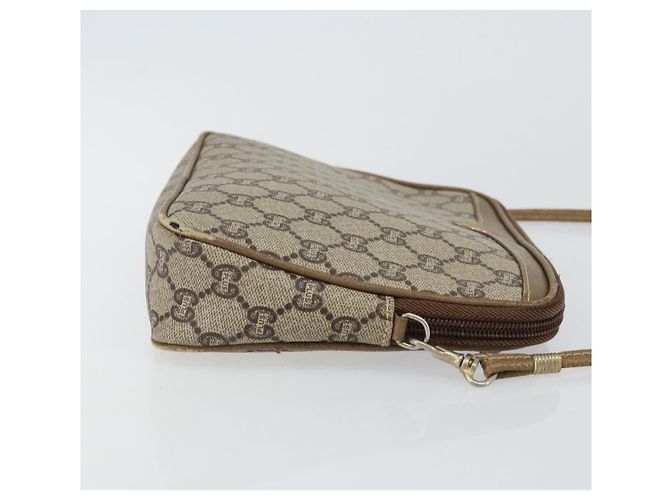Borsa a Spalla GUCCI GG Plus Supreme in Pelle PVC Beige Oro Auth BA6237 D'oro - vista 3