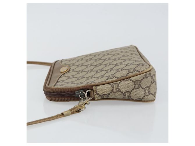 Borsa a Spalla GUCCI GG Plus Supreme in Pelle PVC Beige Oro Auth BA6237 D'oro - vista 4