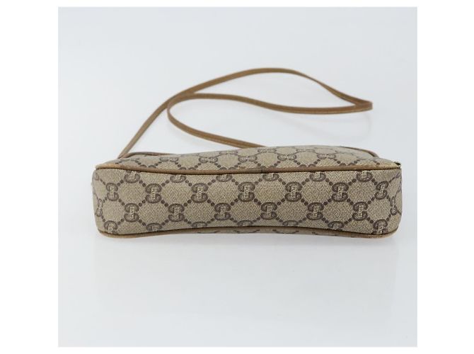 Borsa a Spalla GUCCI GG Plus Supreme in Pelle PVC Beige Oro Auth BA6237 D'oro - vista 5