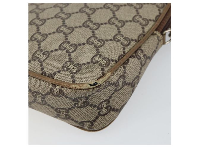 Borsa a Spalla GUCCI GG Plus Supreme in Pelle PVC Beige Oro Auth BA6237 D'oro - vista 9