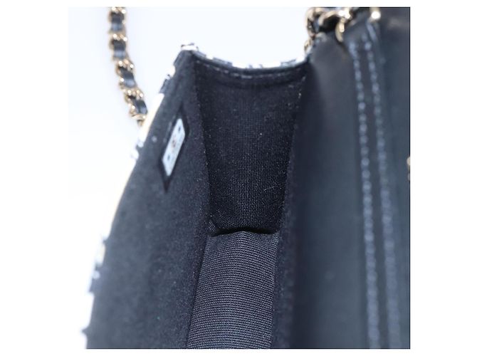 CHANEL Matelassé Bandera a Cuadros Bolsa de Cadena de Nylon Dorado CC Auth 144883A Beige - vista 20