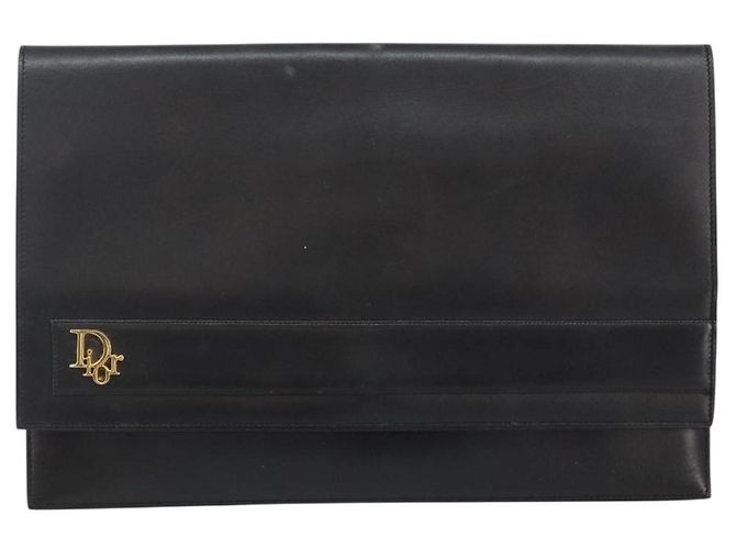 Borsa a mano Christian Dior in pelle nera e oro Auth 143761 Nero D'oro - vista 13