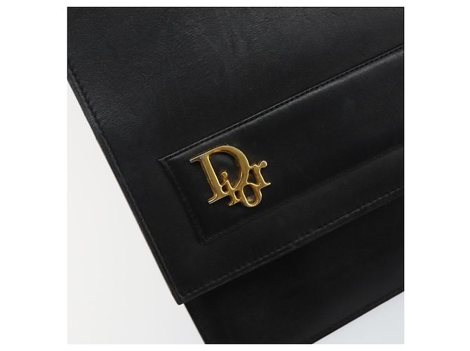 Borsa a mano Christian Dior in pelle nera e oro Auth 143761 Nero D'oro - vista 8