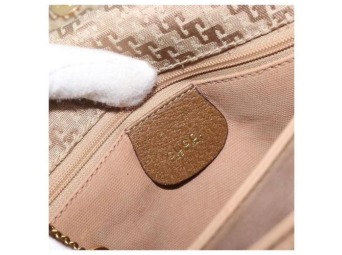 Borsa a Spalla GUCCI Tela Beige Oro 001 113 0712 Auth BA6105 D'oro - vista 19