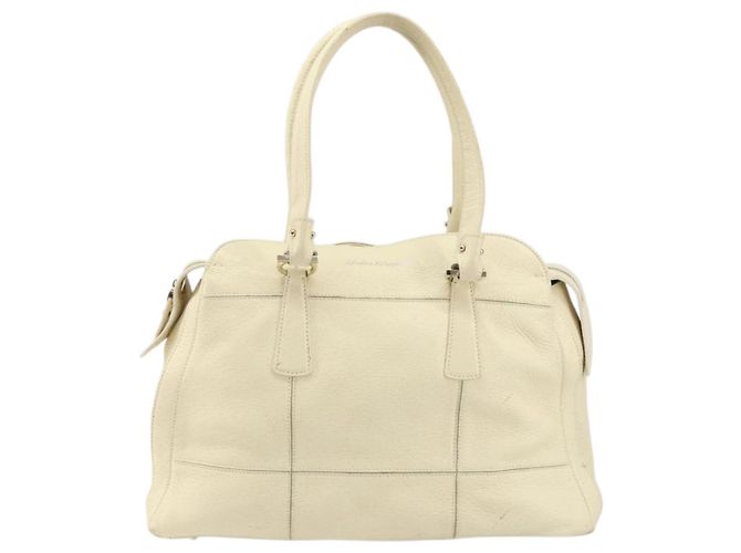 Borsa a Spalla Gancini in Pelle Oro Beige Auth 143218 di Salvatore Ferragamo - vista 13