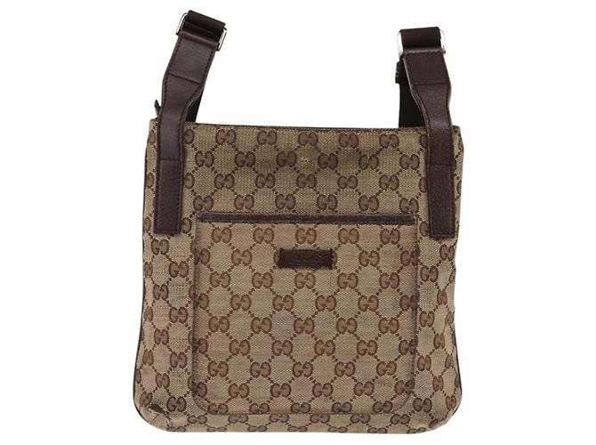 GUCCI GG Canvas Shoulder Bag Beige Silver Auth 143234 Silvery - view 13