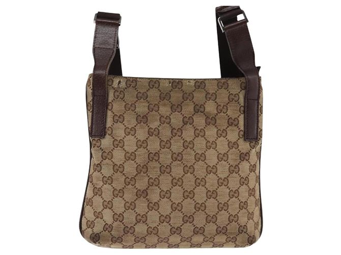 GUCCI GG Canvas Shoulder Bag Beige Silver Auth 143234 Silvery - view 2